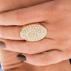 Paparazzi Gold Ring with White Rhinestones